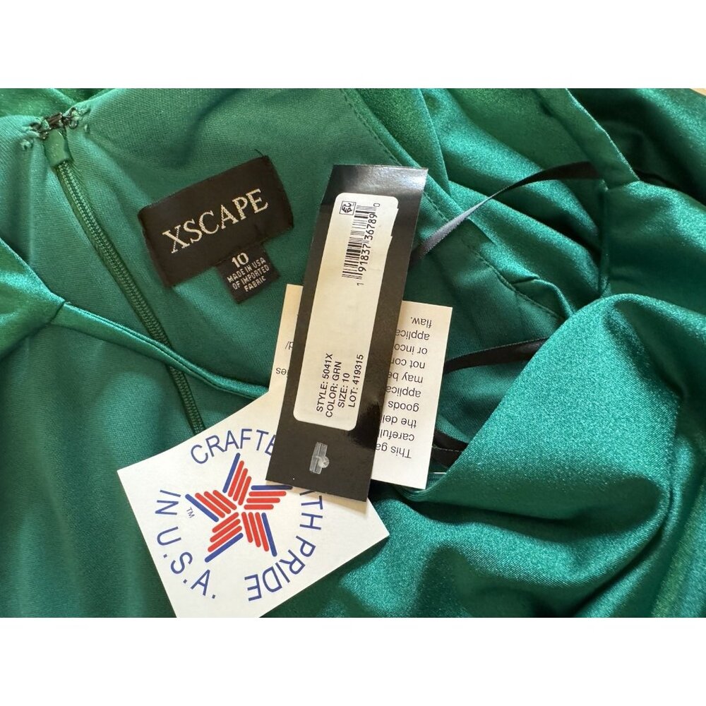 Xscape 10 Emerald Green Formal Gown Side O Waist Gala Prom Wedding Guest NEW - Picture 7 of 16